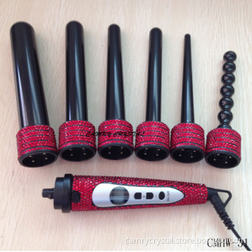 6 in 1 Crystal wavy hair curler wand and hair curler set